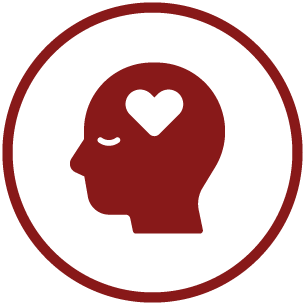 Grafik eines Kopfes mit Herz als Hirn als Sinnbild für Trauerpsychologie