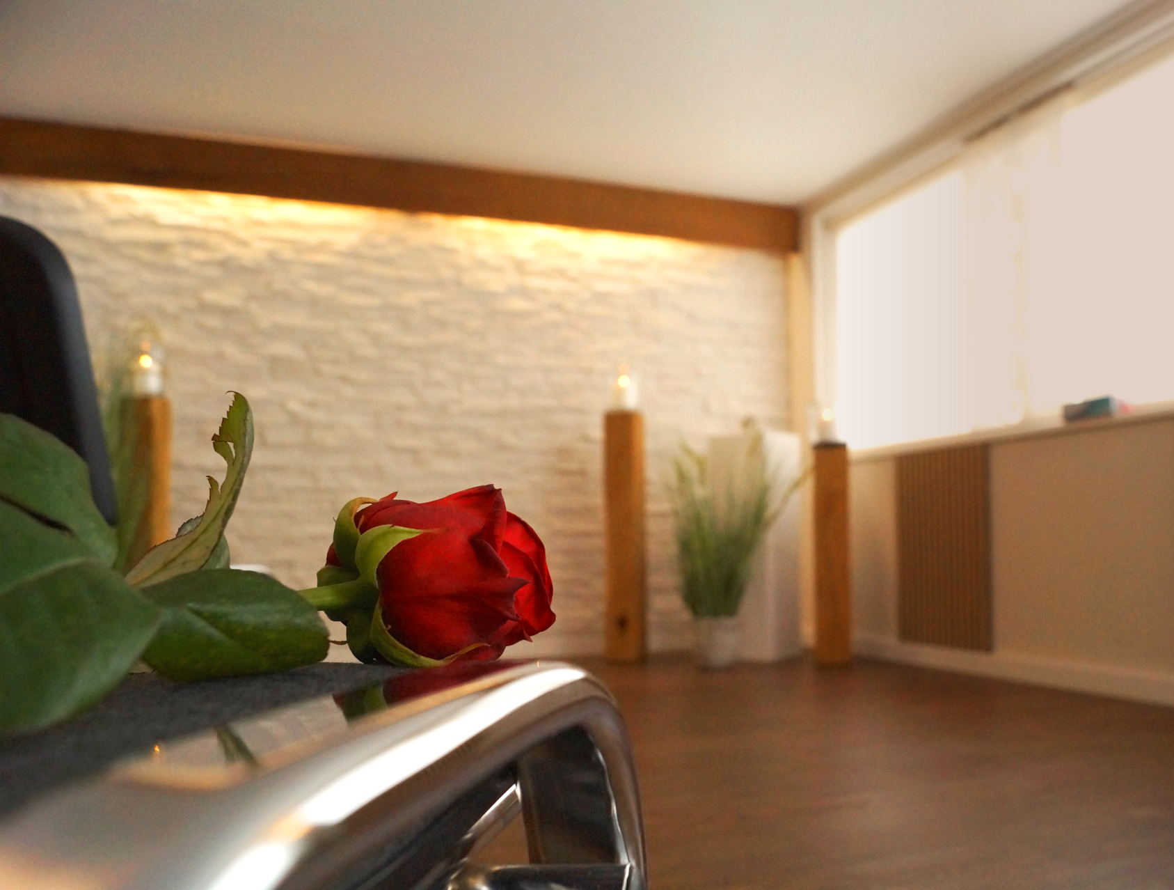 Detailaufnahme einer Rose in Bestatter Trauerhalle